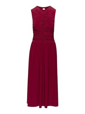 Aritzia Wilfred Fosette Dress Ruched Dark Ruby Red Women's XS